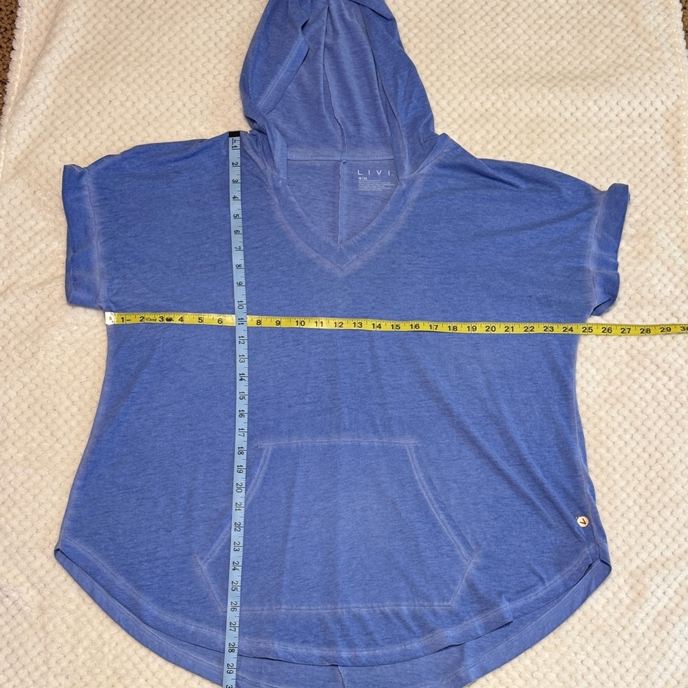 💙 Lane Bryant LIVI Hooded Short Sleeve Top – Women’s 18/20 – Blue Athleisure Te